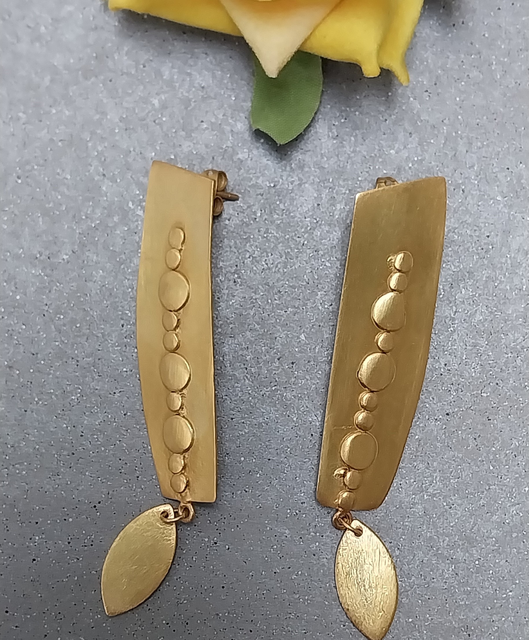 Gold Platted Brass Long Earring 